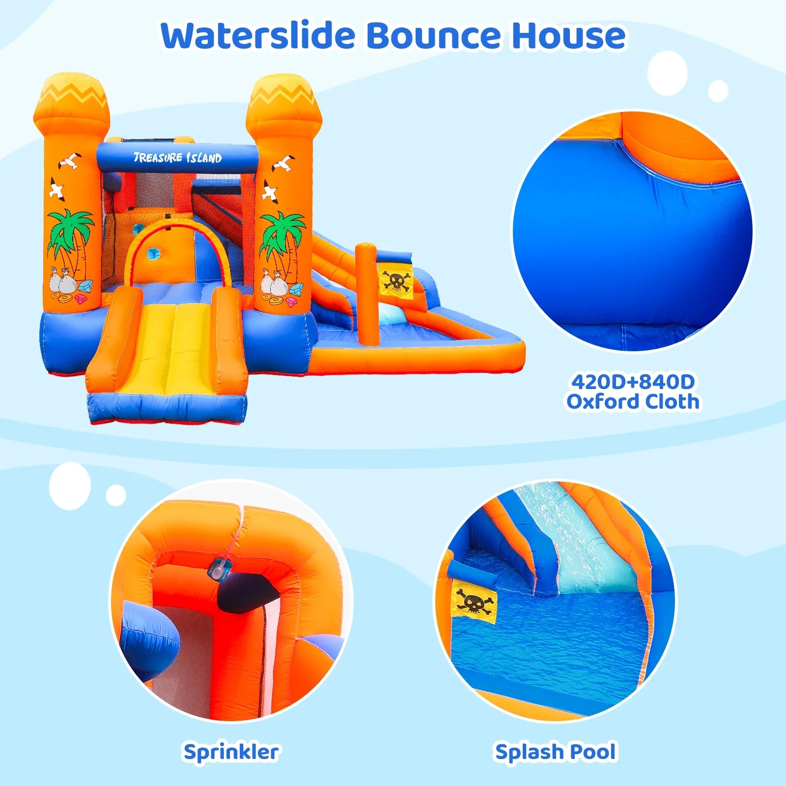 Kids Inflatable Bounce House with Water Slide & Blower