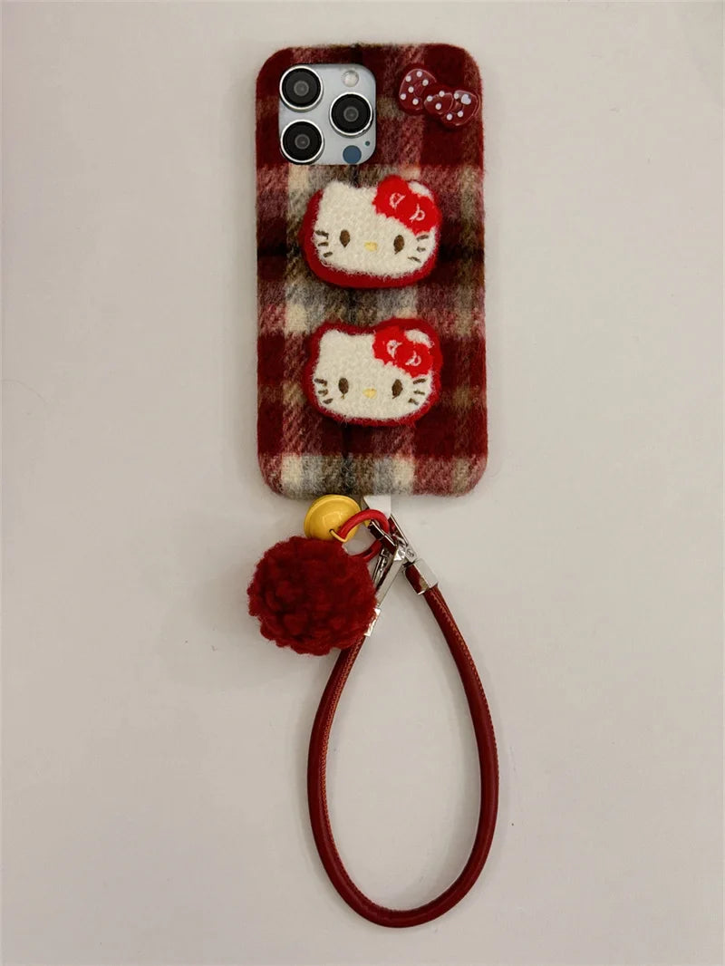 Fashion Winter Plaid Pattern Plush Phone Case For iPhone