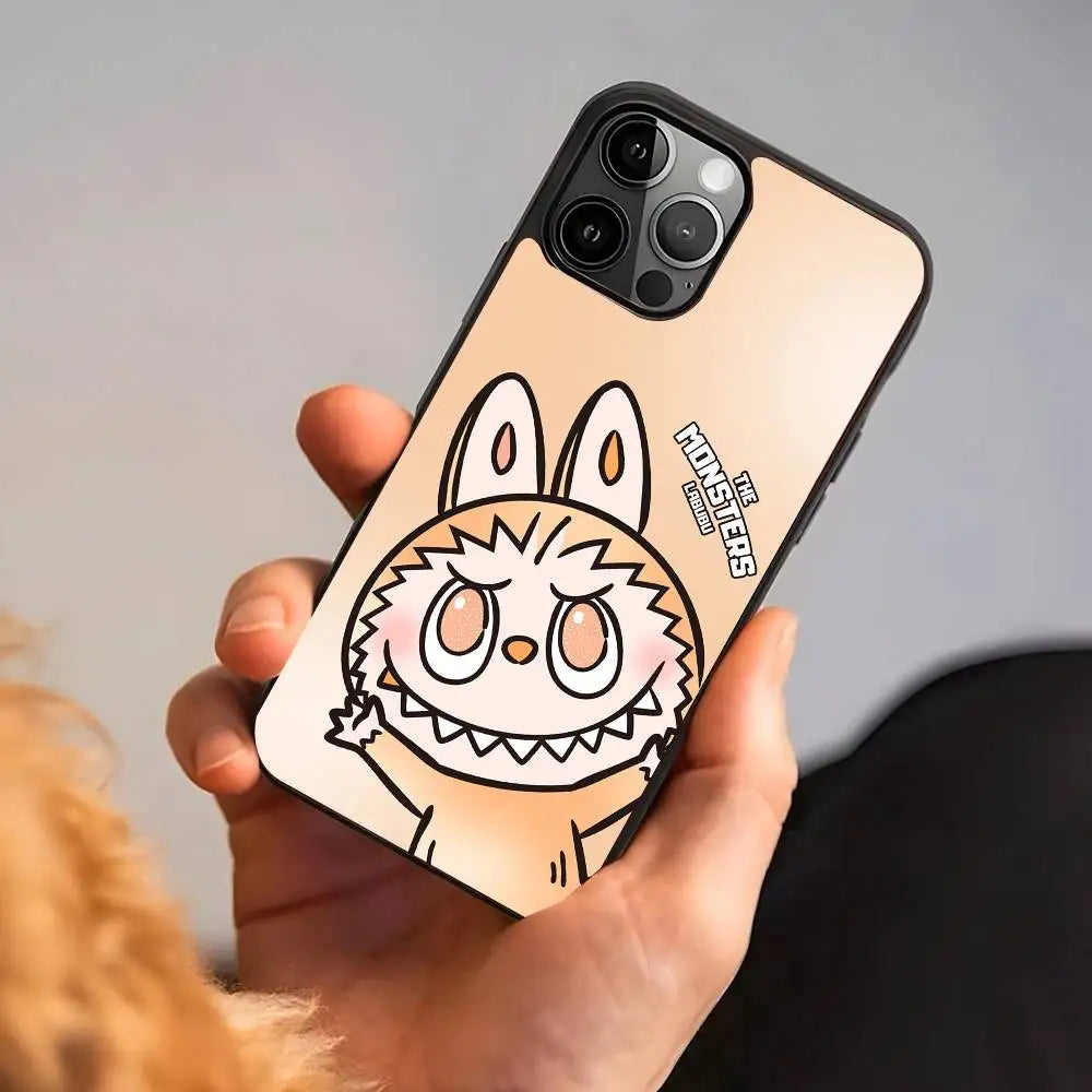 Cute Cartoon LABUBU Orange Phone Case Suitable For iPhone