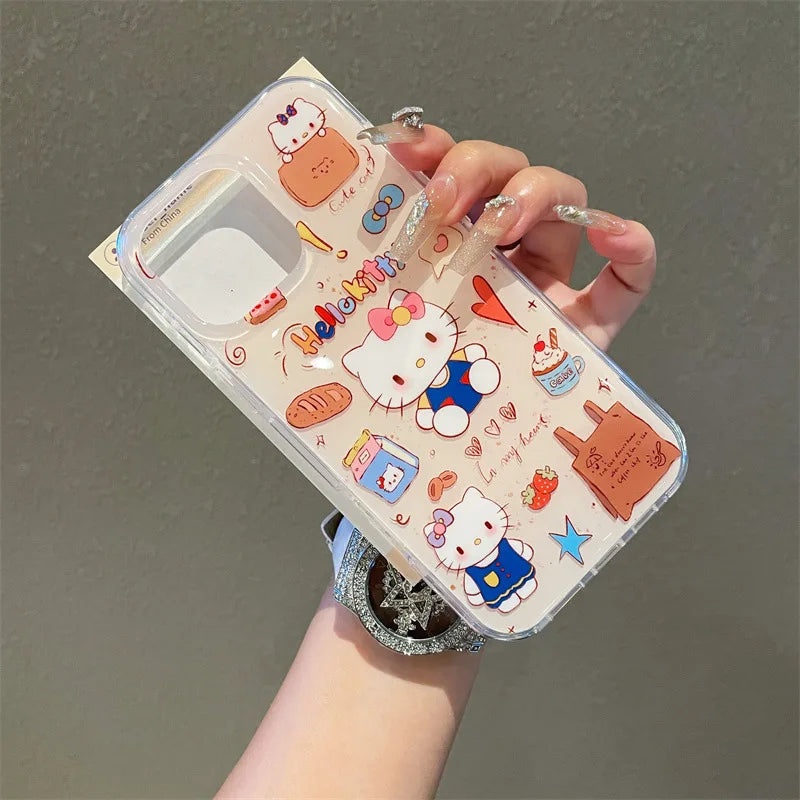 Korean Cute Cartoon Hello Kitty Bowknot Rotate Bracket Phone Case For iPhone