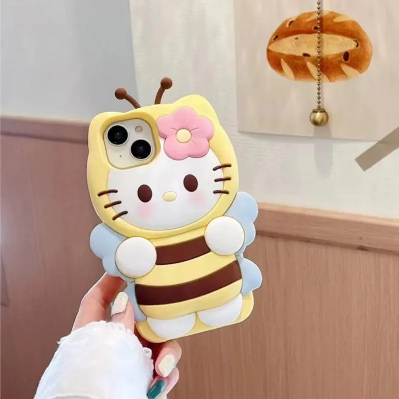 Kawaii 3D Cartoon Bee Hello Kitty Phone Case