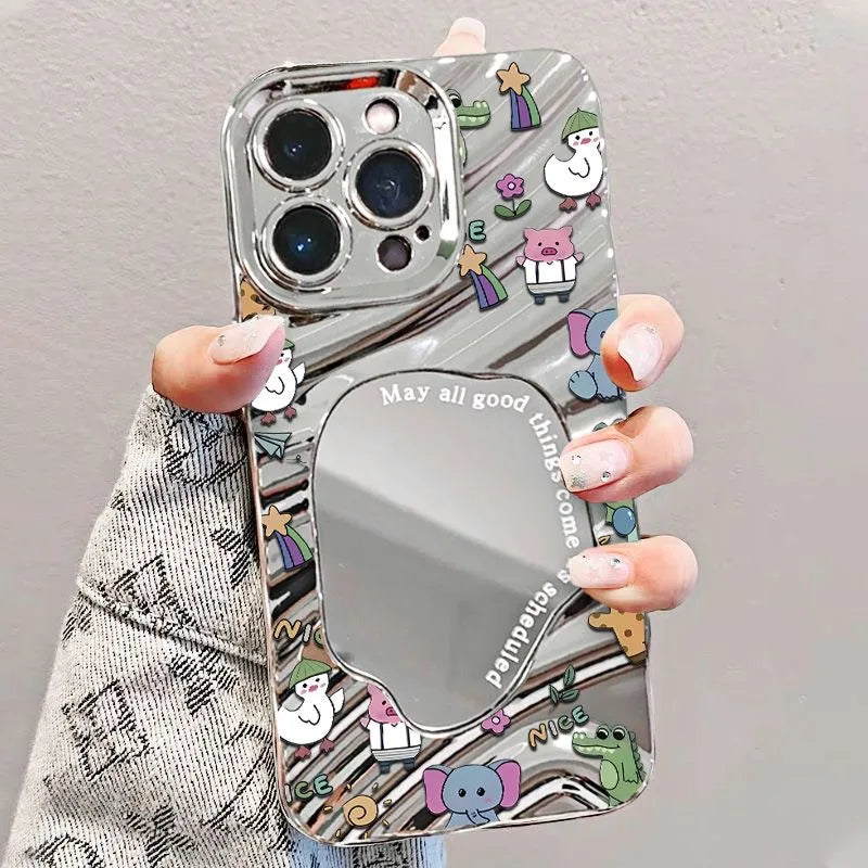 Cute Line Cat Mirror Phone Case