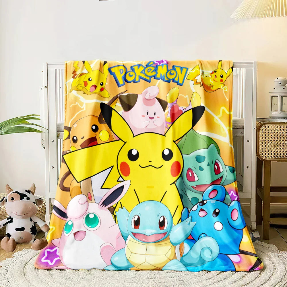 Pokemon Flannel Blanket Soft HD Printed Throw for Sofa & Camping