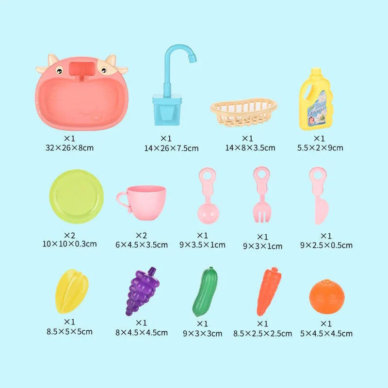 Electric Kitchen Sink Toy – Pretend Play Dishwasher Set