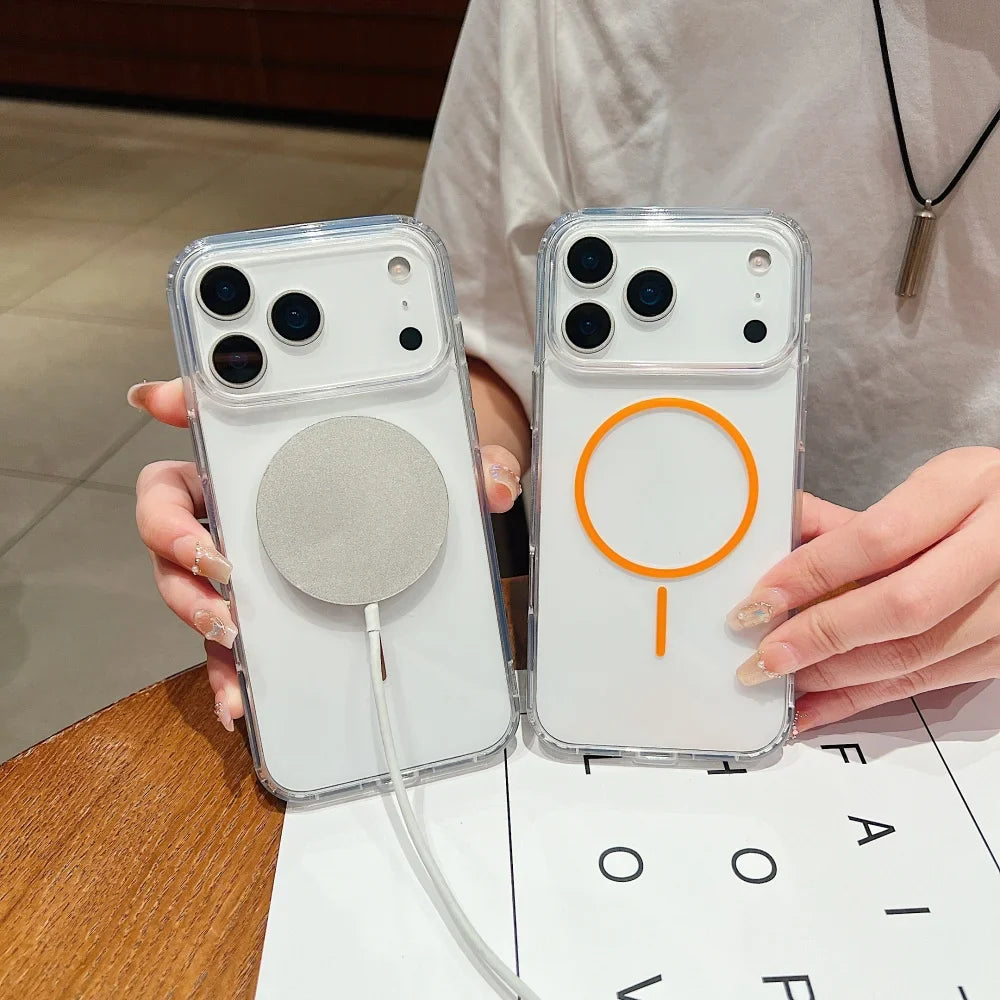 For magsafe Wireless Charge Acrylic Phone Case For iPhone