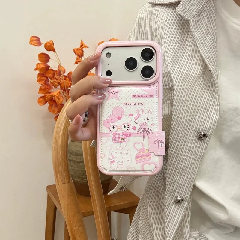 Kawaii Cute Chef Hello Kitty Cat Polka Dots Phone Case For iPhone