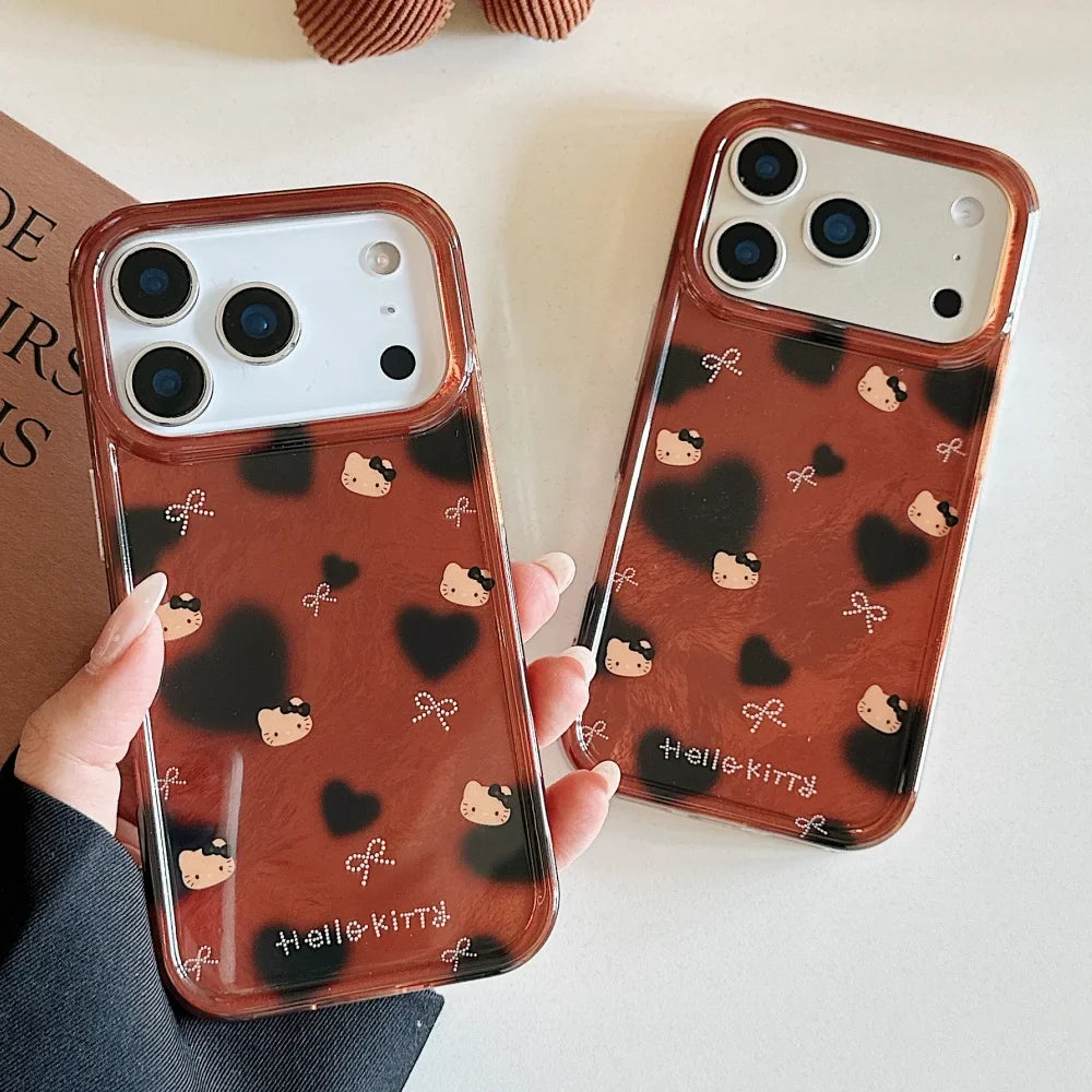 Luxury Cute All Inclusive Brown Bottom Leopard Print Bow Kitty Case Phone For iPhone