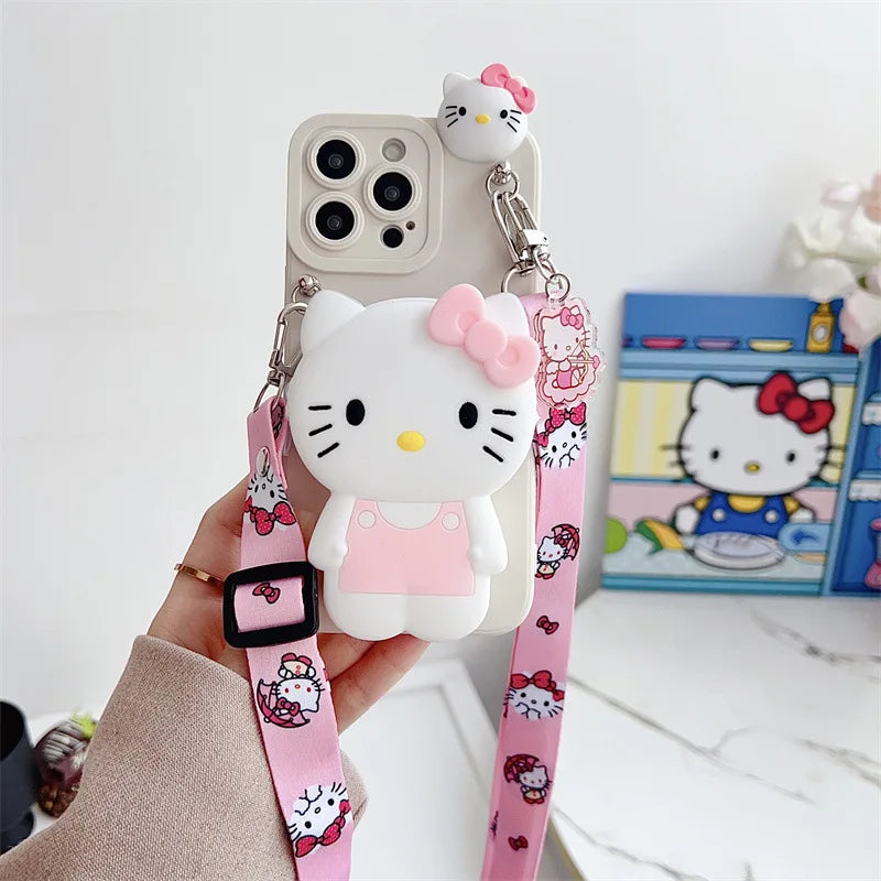 Cute Hello Kitty Cinnamoroll Wallet Phone Case For iPhone