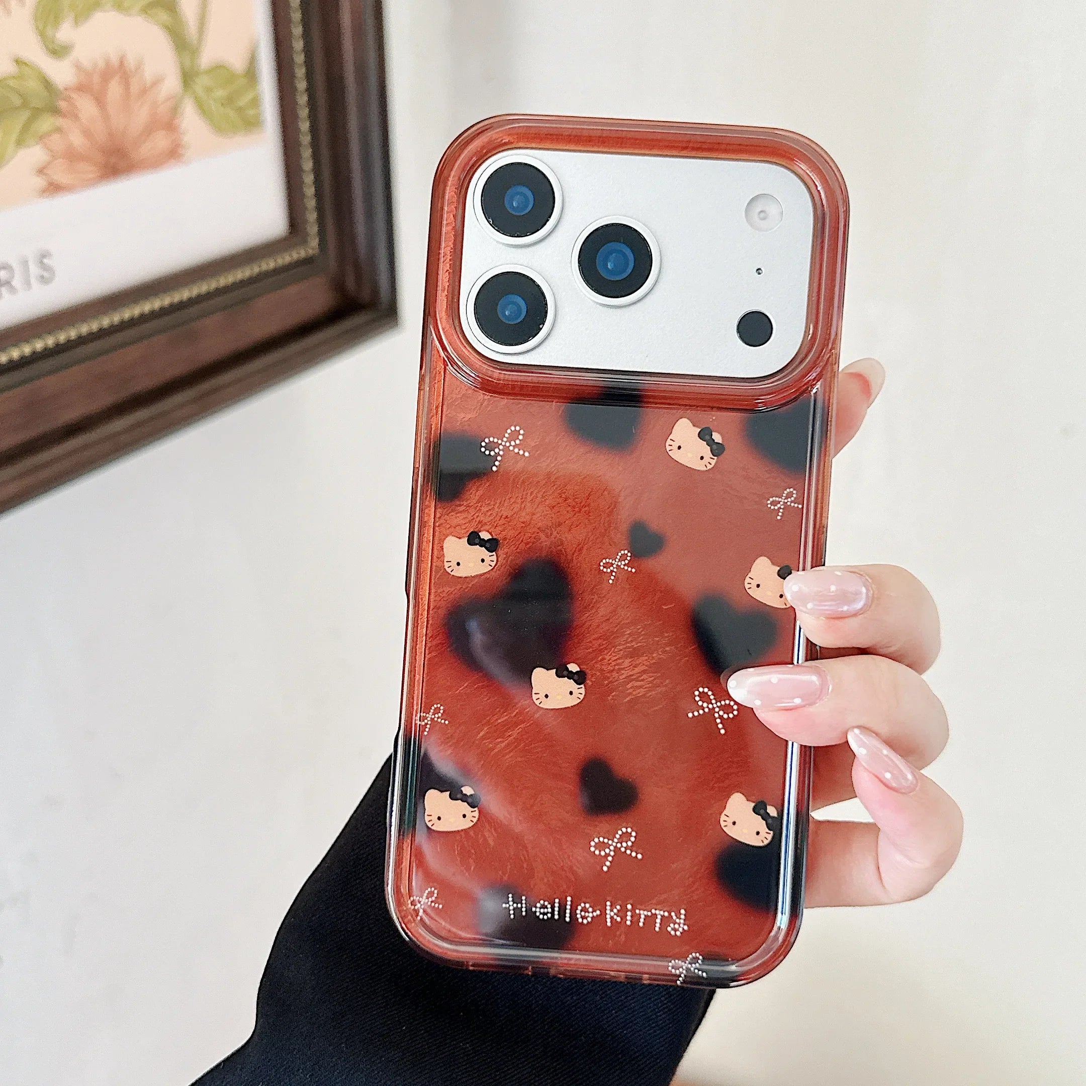 Luxury Cute All Inclusive Brown Bottom Leopard Print Bow Kitty Case Phone For iPhone