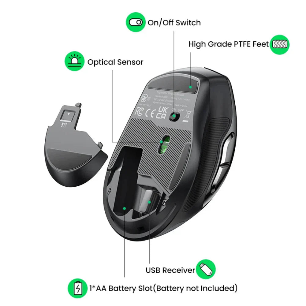 4000 DPI 6 Buttons Bluetooth 2.4Ghz Wireless Mouse