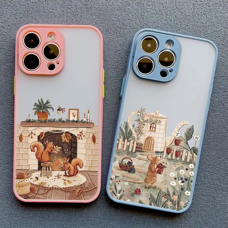 Cartoon Animal Bear Fox Squirrel Phone Case For iPhone