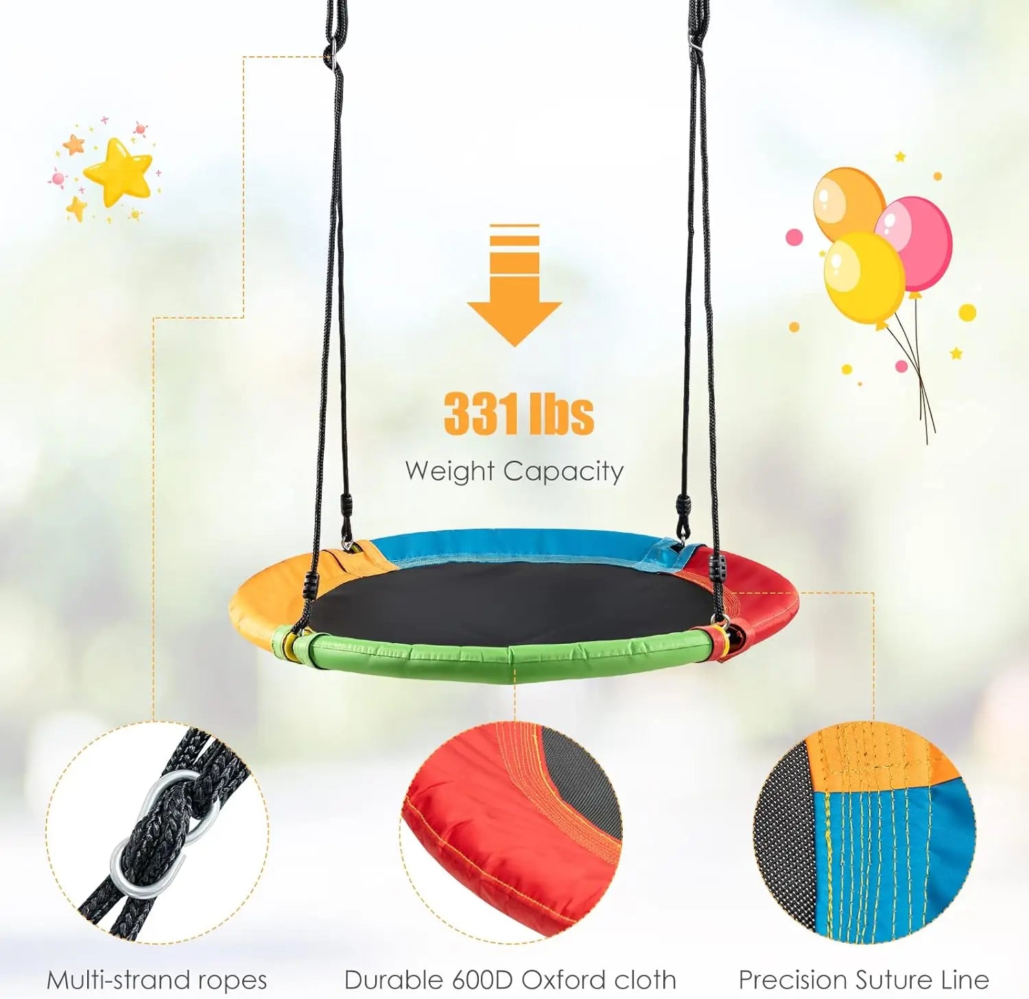 7-in-1 Outdoor Swing Set with Monkey Bar