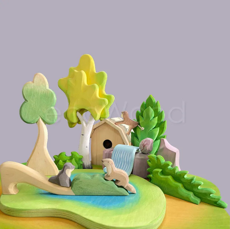 Kids Wooden Scene Building Toy Set – Montessori Pretend Play Educational Toys