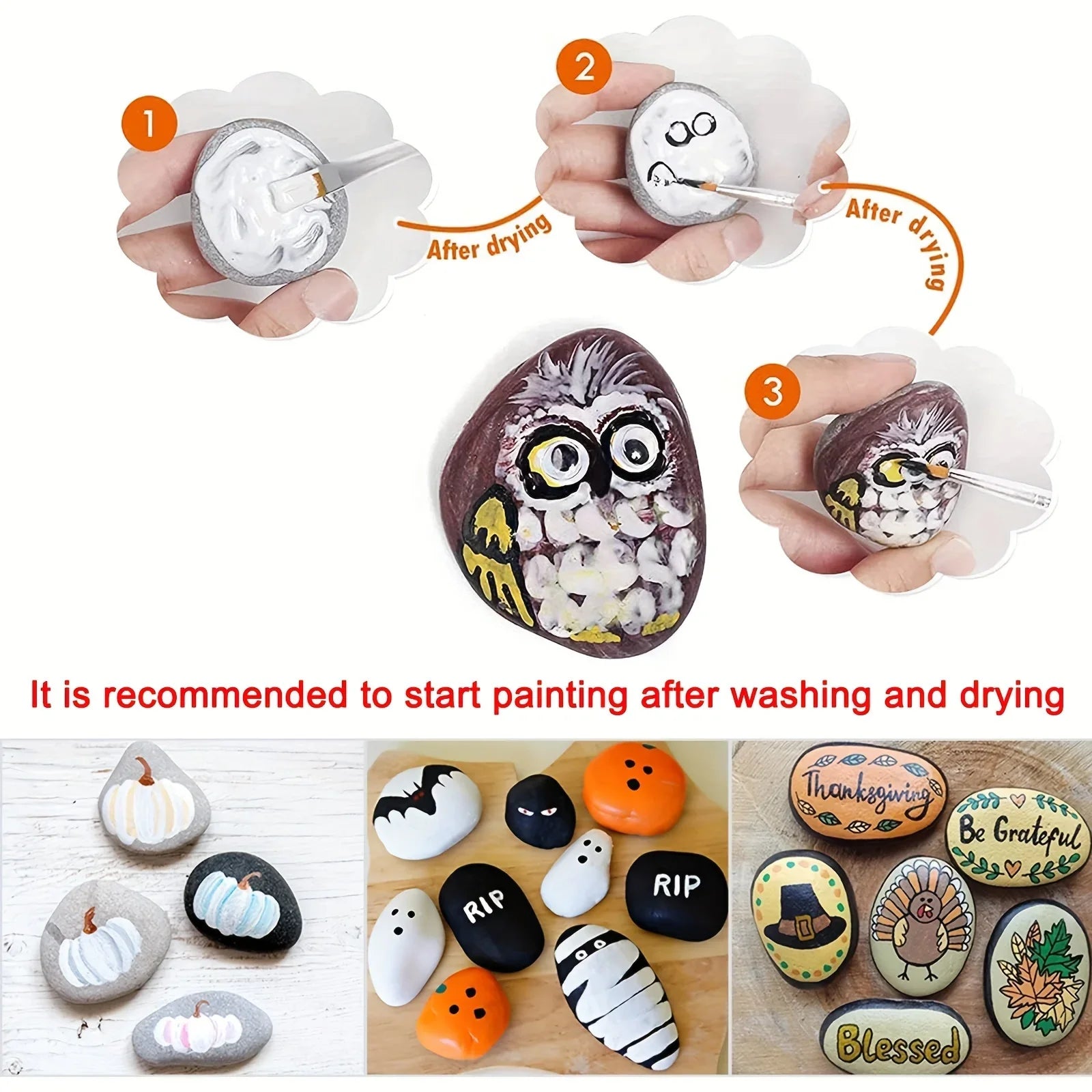 Hand-Painted River Stones – DIY Art & Garden Decoration Set (12PCS)
