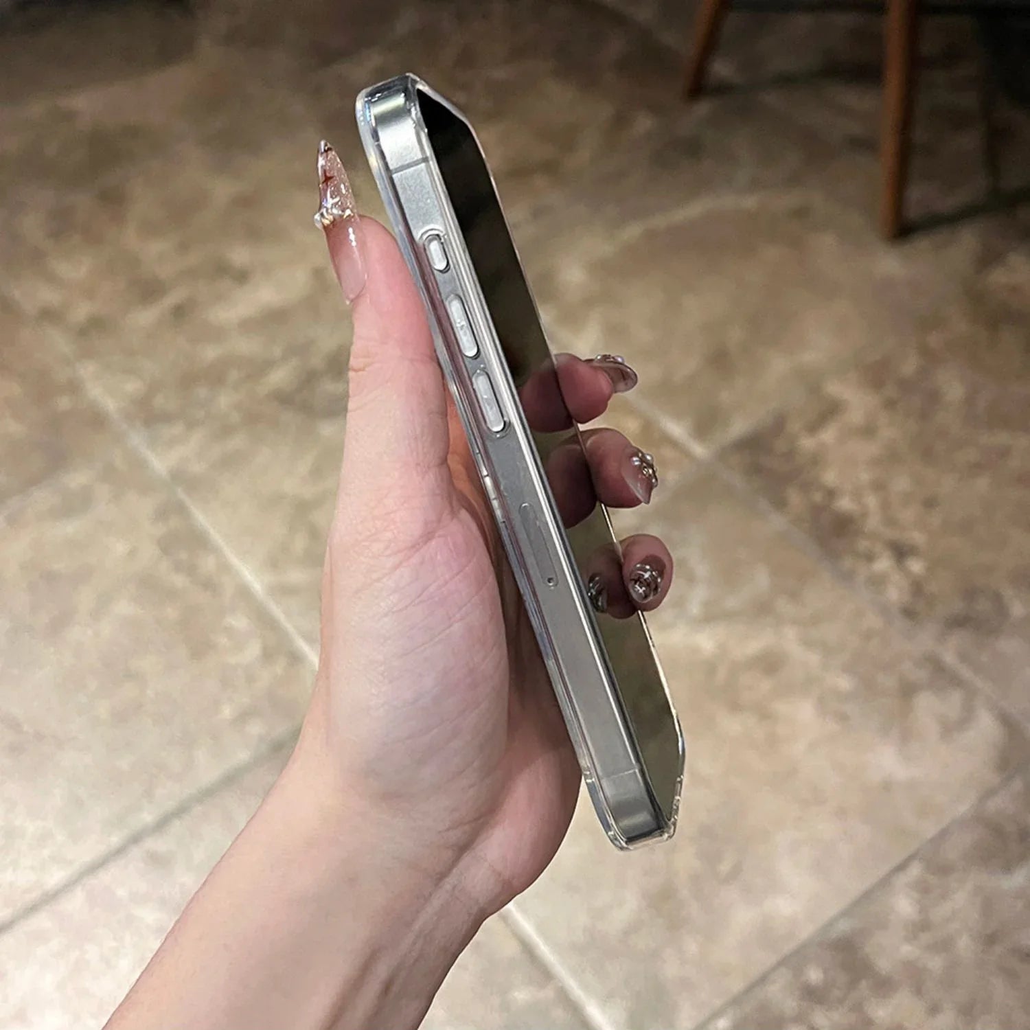 Dazzling Laser Star Pattern Magnetic Wireless Charging Clear Phone Case For iPhone