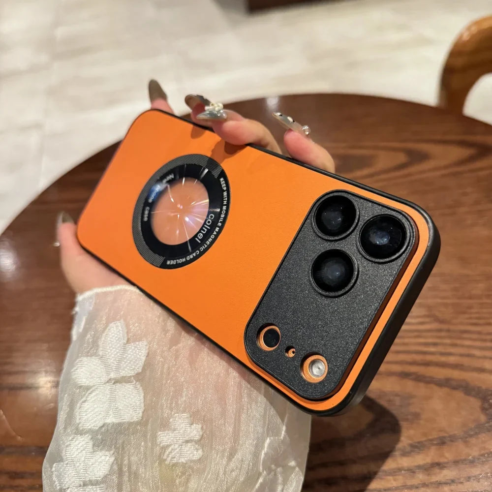 Magsafe Bracket Holder Leather Case For iPhone