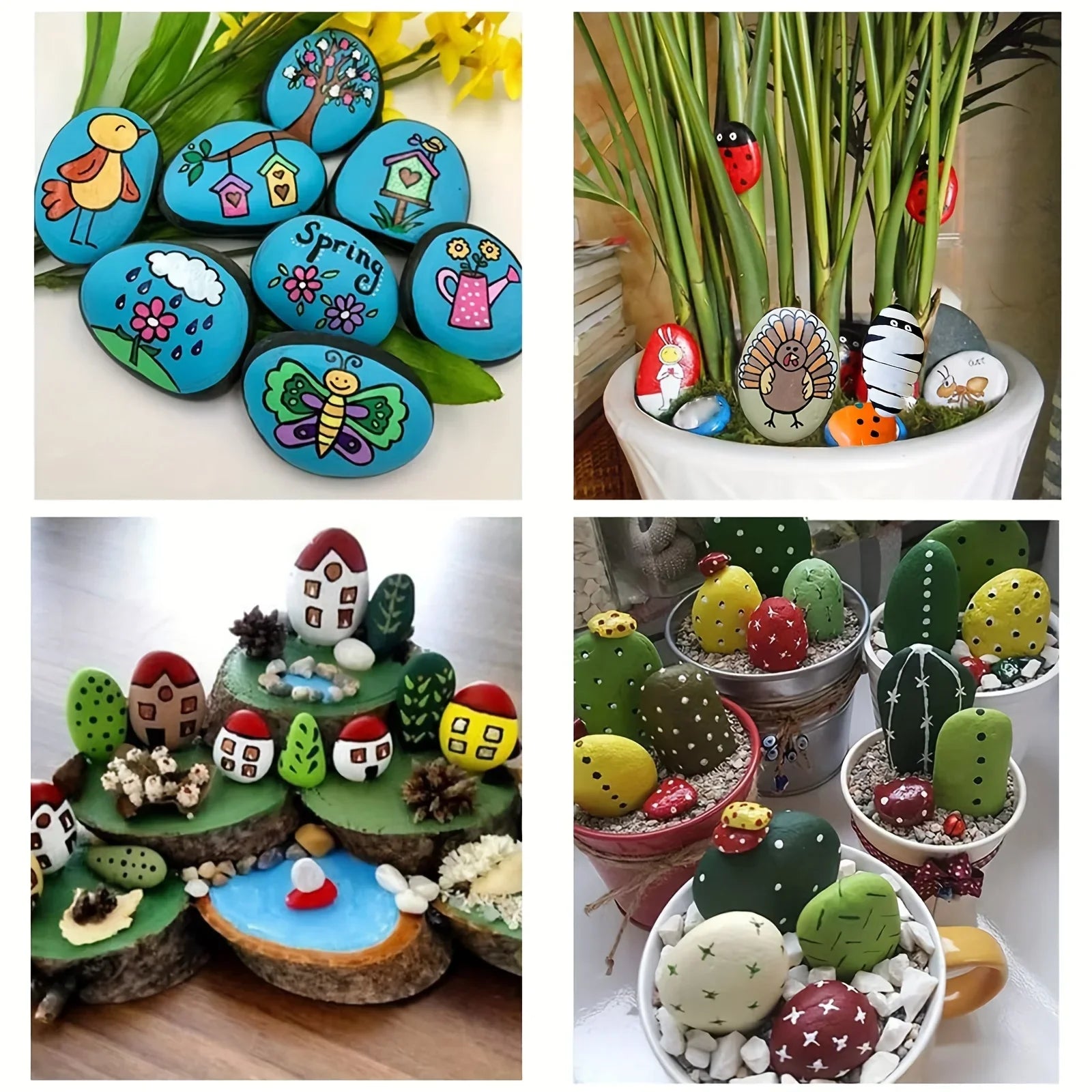 Hand-Painted River Stones – DIY Art & Garden Decoration Set (12PCS)