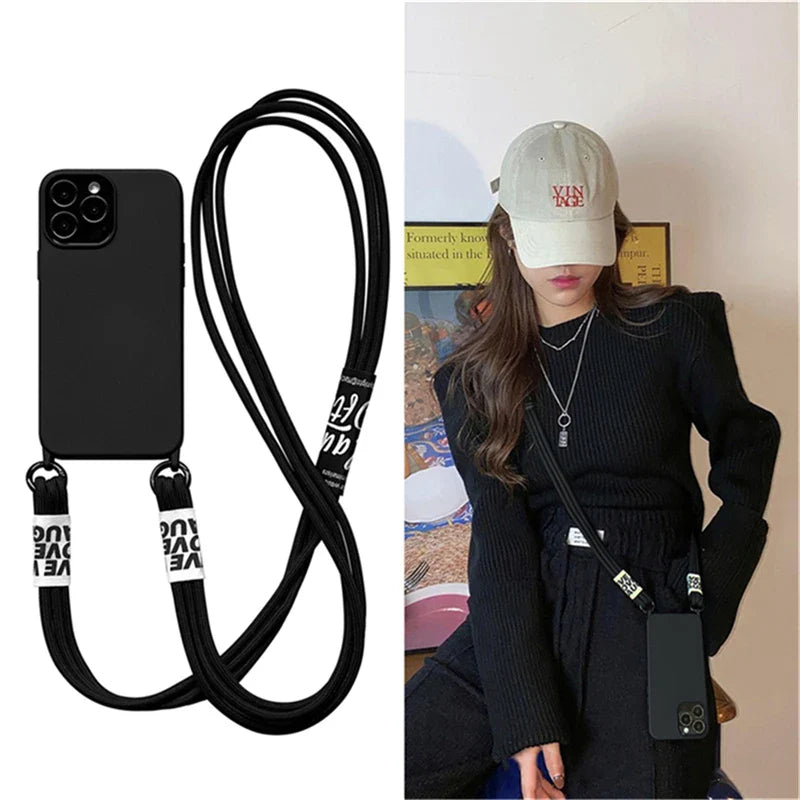 Cord Strap Lanyard Siliocne Phone Case For iPhone
