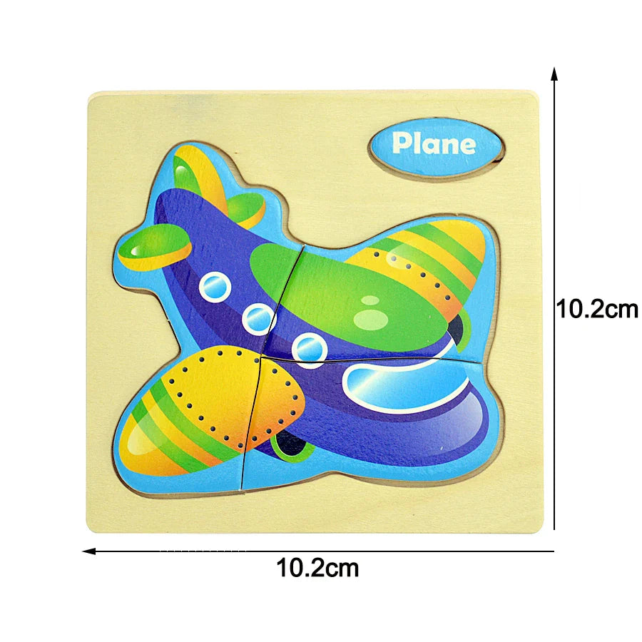 Montessori Wooden Cartoon Animal Puzzles – Early Learning Toy Set