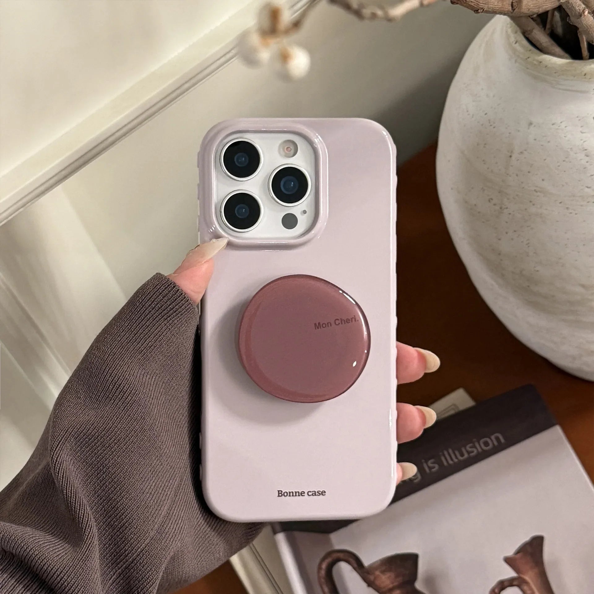 Korean Style Simple Solid Colors With Bracket Soft Phone Case For iPhone