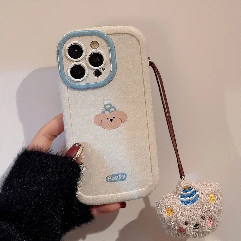 Cute Cartoon Puppy Phone Case Bear Pendant For iPhone
