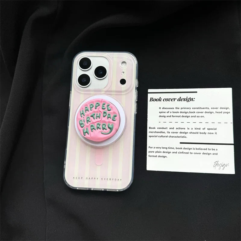 Fashion Pink Purple Stripe Magnetic Phone Case For iPhone
