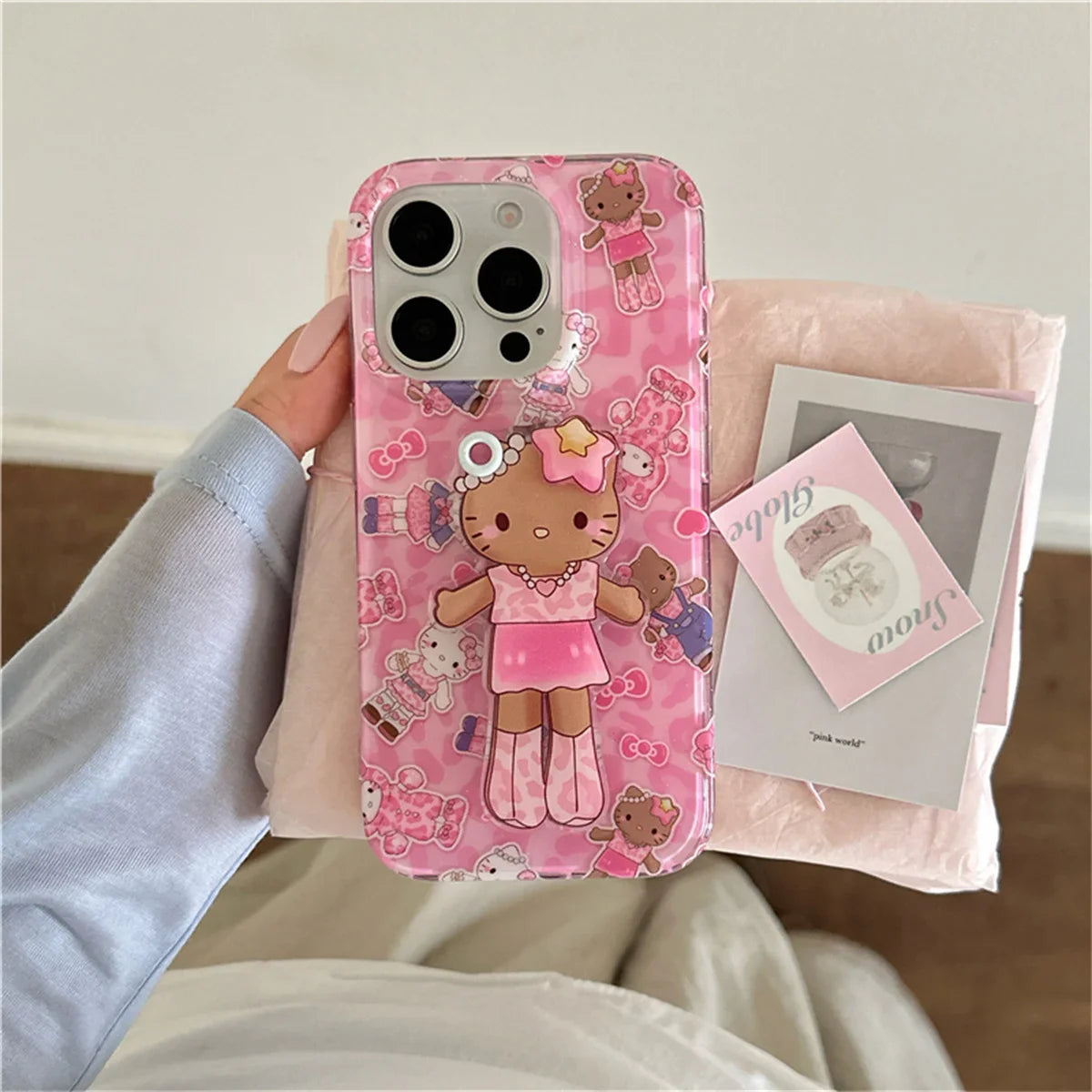 Fashion Pink Leopard Print Hello kitty Phone Case For iPhone