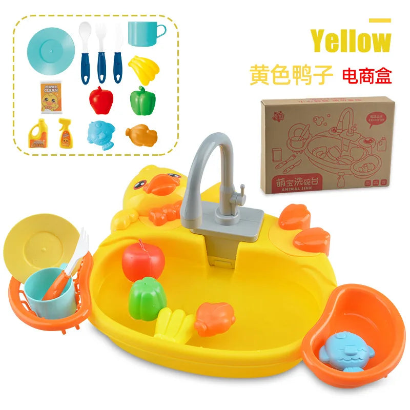 Electric Kitchen Sink Playset – Pretend Dishwasher Toy Set