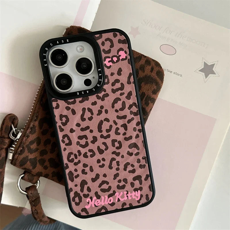 Korean Ins Leopard Print Cute Hellokitty Magnetic Phone Case For iPhone