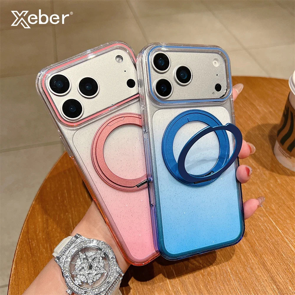 Transparent 360°Rotating Metal Holder Ring Bracket For Magsafe Magnetic Case For iPhone