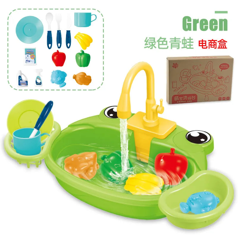 Electric Kitchen Sink Playset – Pretend Dishwasher Toy Set