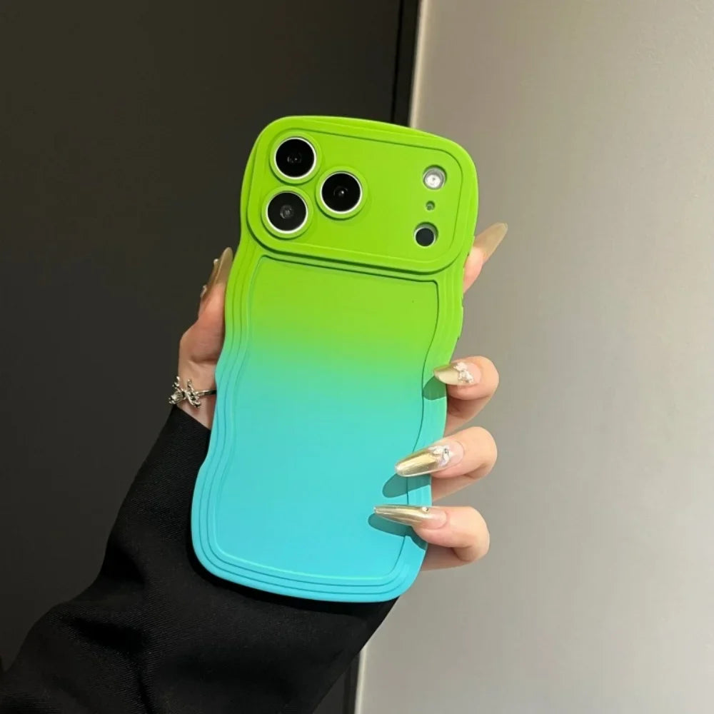 Soft Silicone Gradient Color Wave Phone Case For iPhone