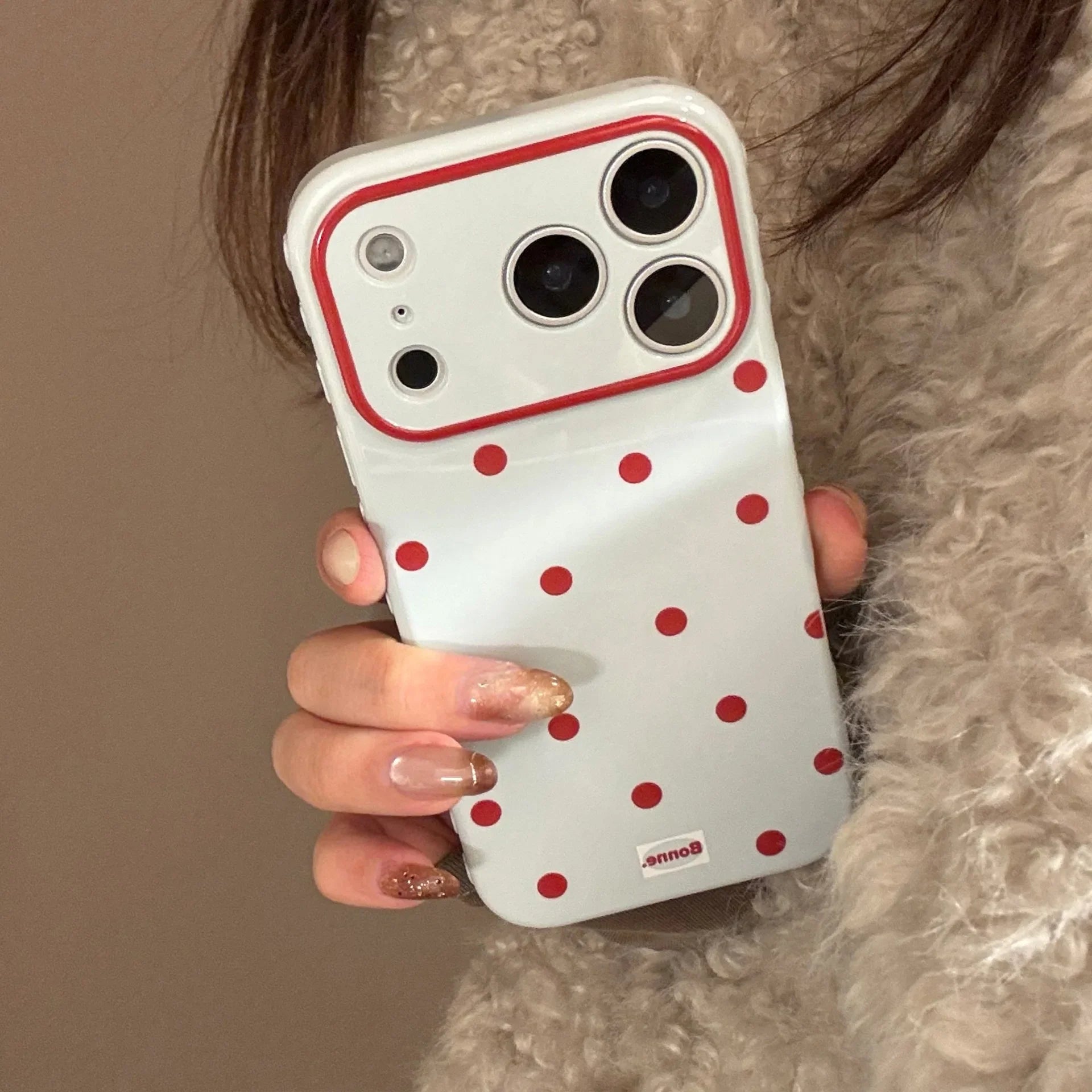 Korean Full Screen Polka Dots Soft Phone Case For iPhone