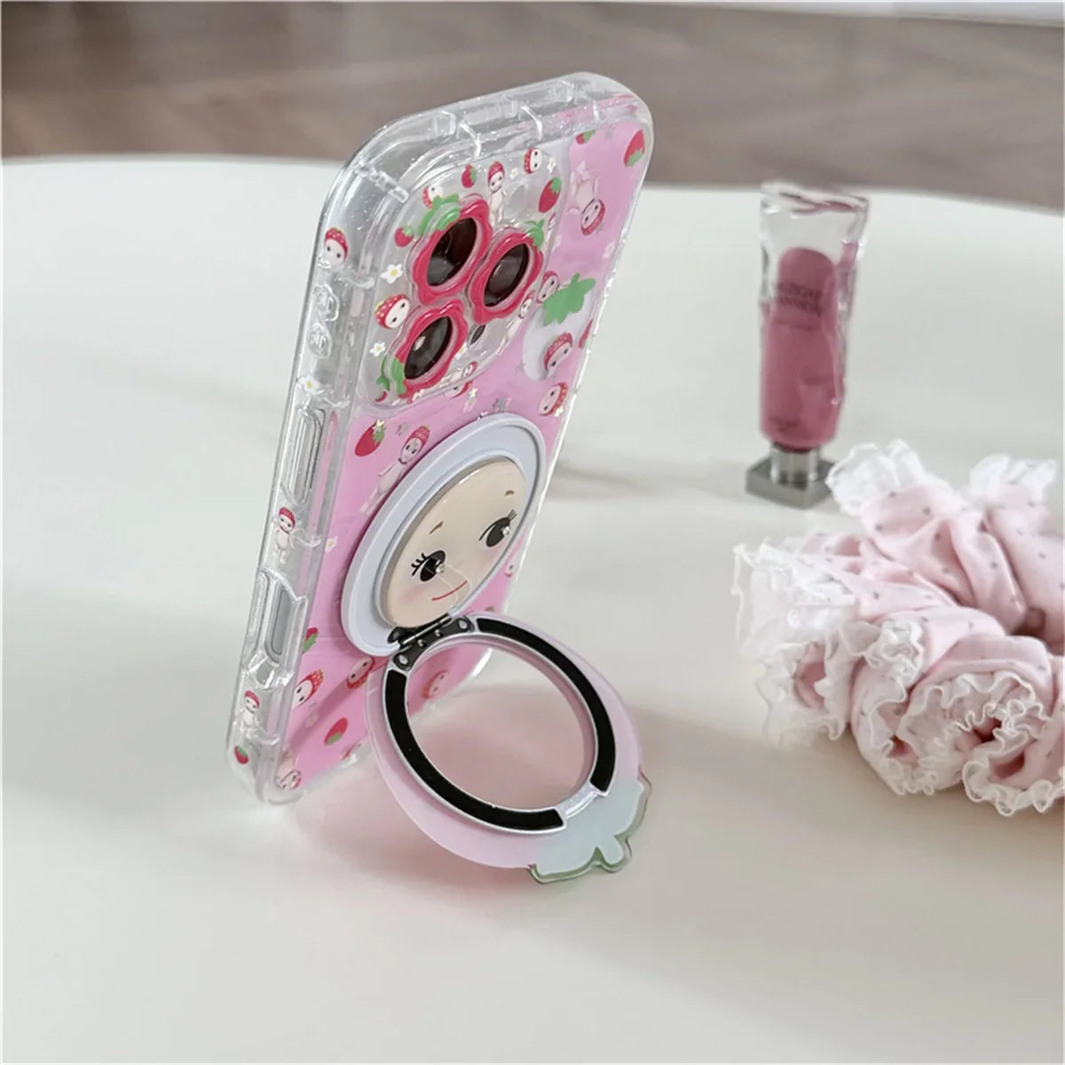Funny Cute Pink Strawberry Girl Phone Case For iPhone