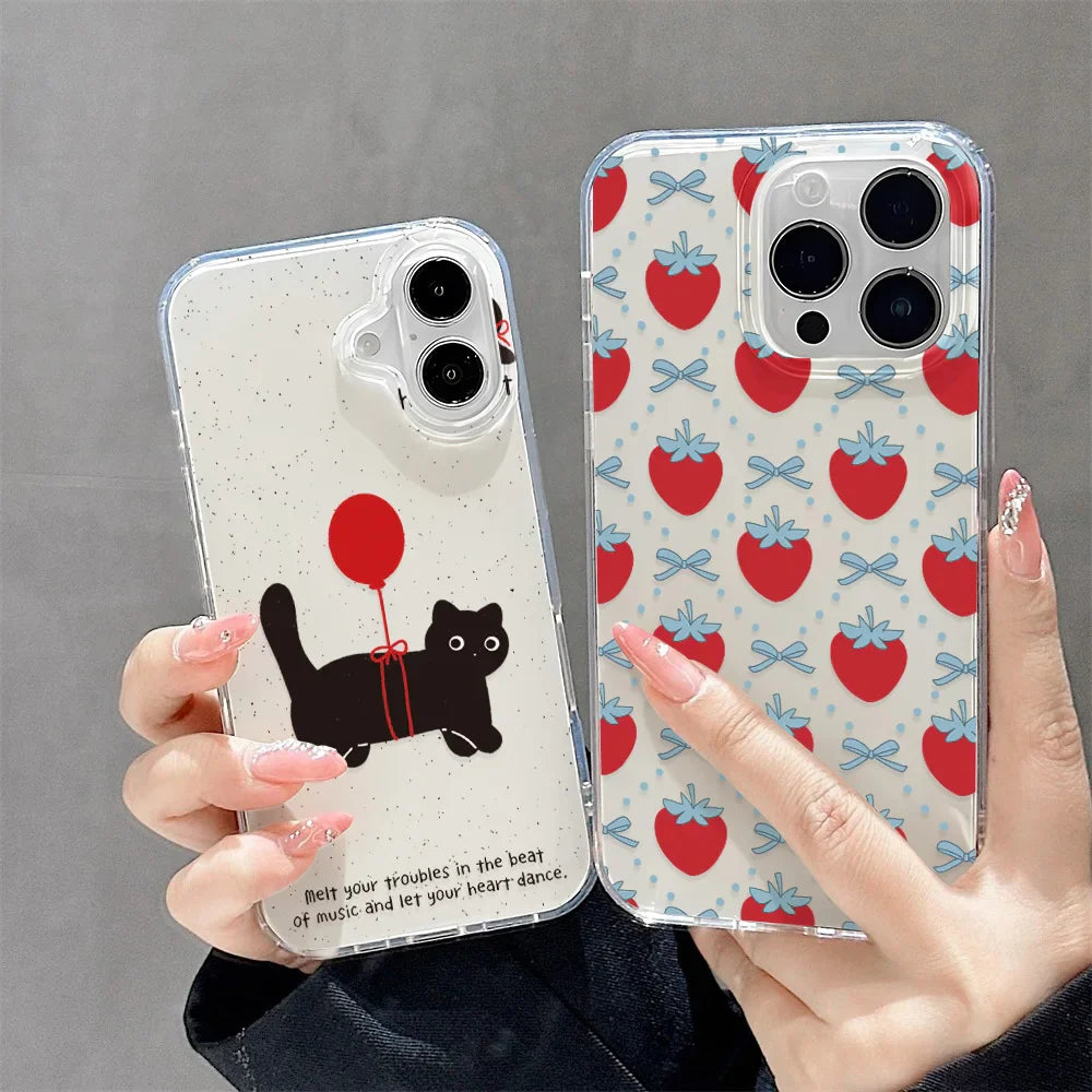 Ins Style Line Fruit Silicone Phone Case For iPhone