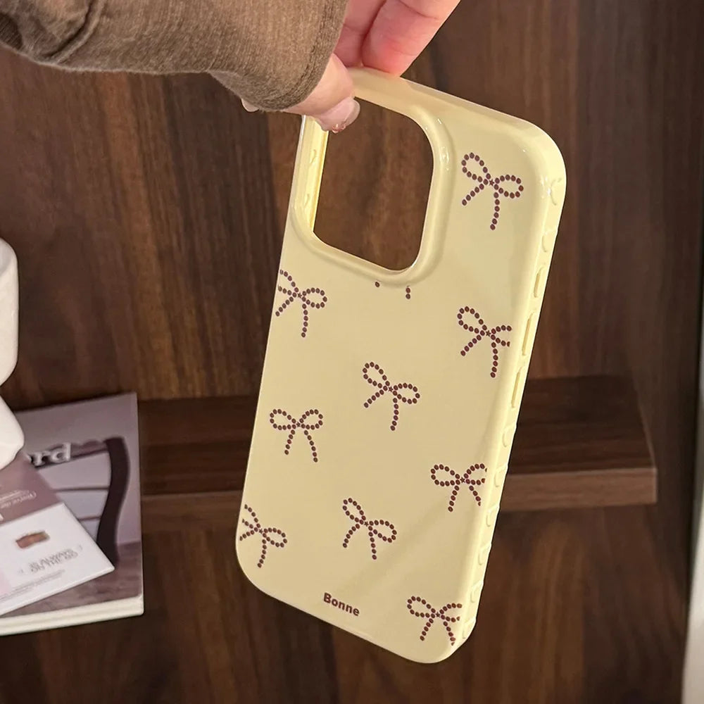 Korean Cartoon Full Screen Bowknot Bracket Soft Phone Case For iPhone