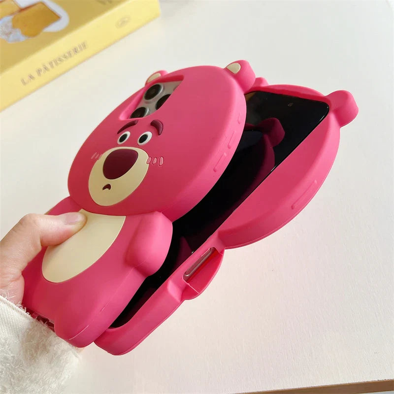 3D Strawberry Bear Silicone Phone Case For iPhone