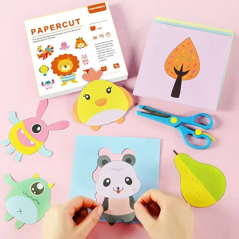Cartoon Colorful Paper Folding & Cutting Toy Set