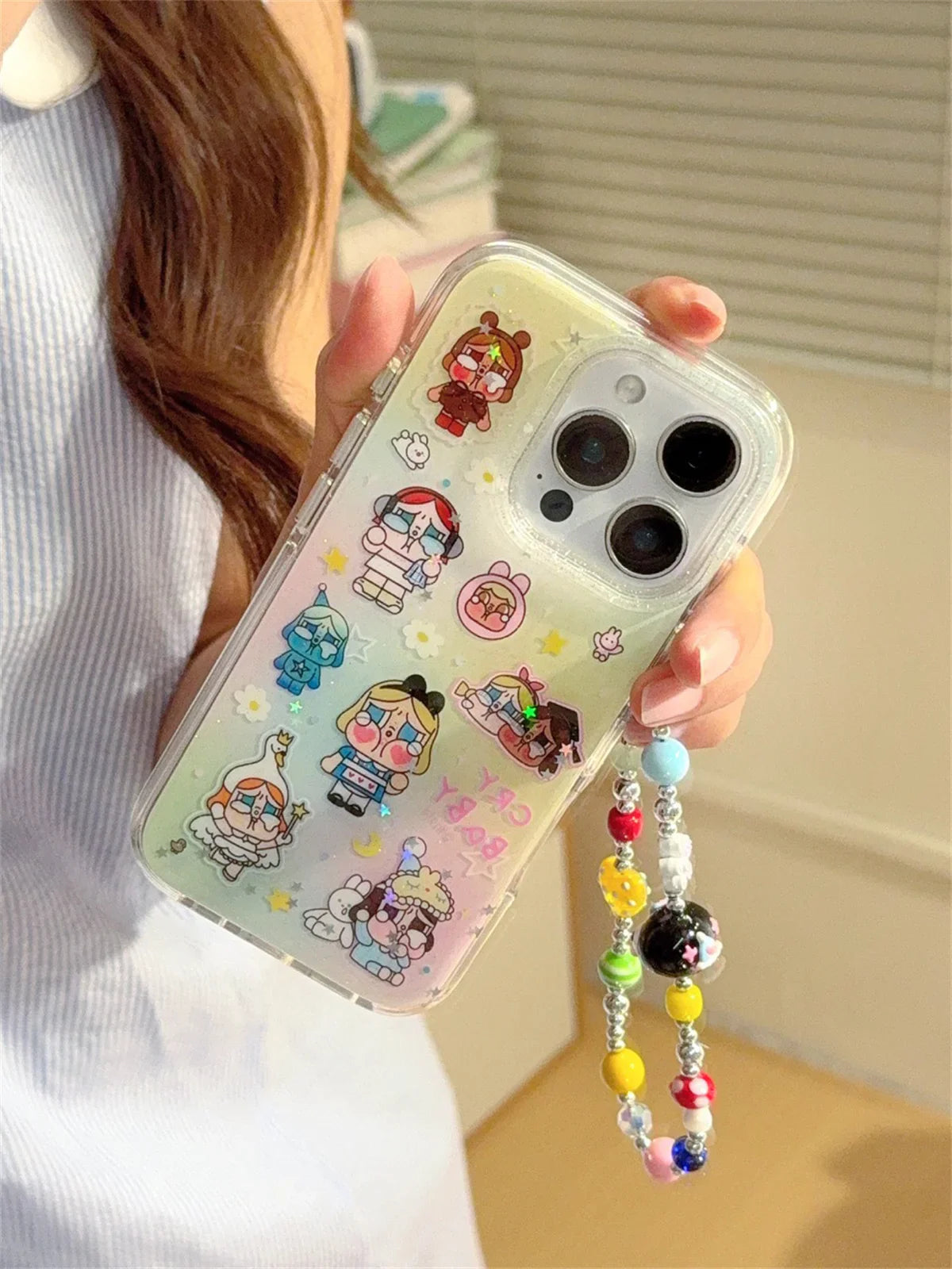 Funny Cute Cry Girl Flower Phone Case For iPhone
