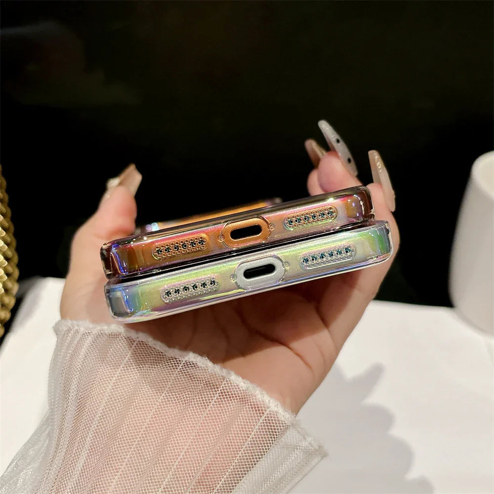 Luxury Laser Rainbow Gradient Clear Case For iPhone