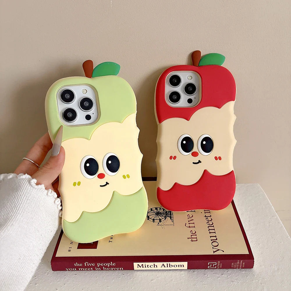 Funny 3D Cartoon Apple Designs Soft Silicone Phone Case