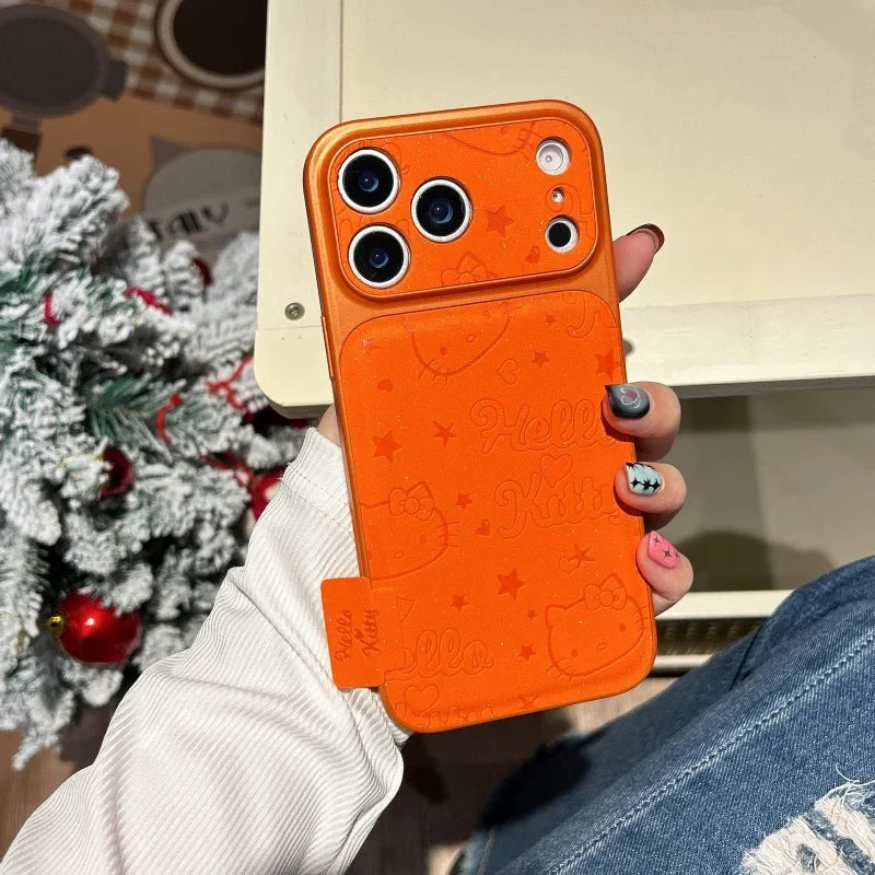 Luxury Embossed Cute Cartoon Hello Kitty Sparkling Phone Case For iPhone