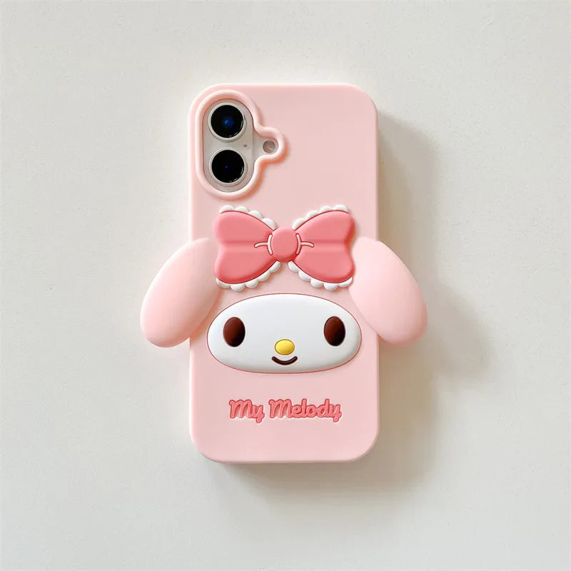 3D Kawaii Cartoon Pink Bowknot My Melody Phone Case For iPhoneCover