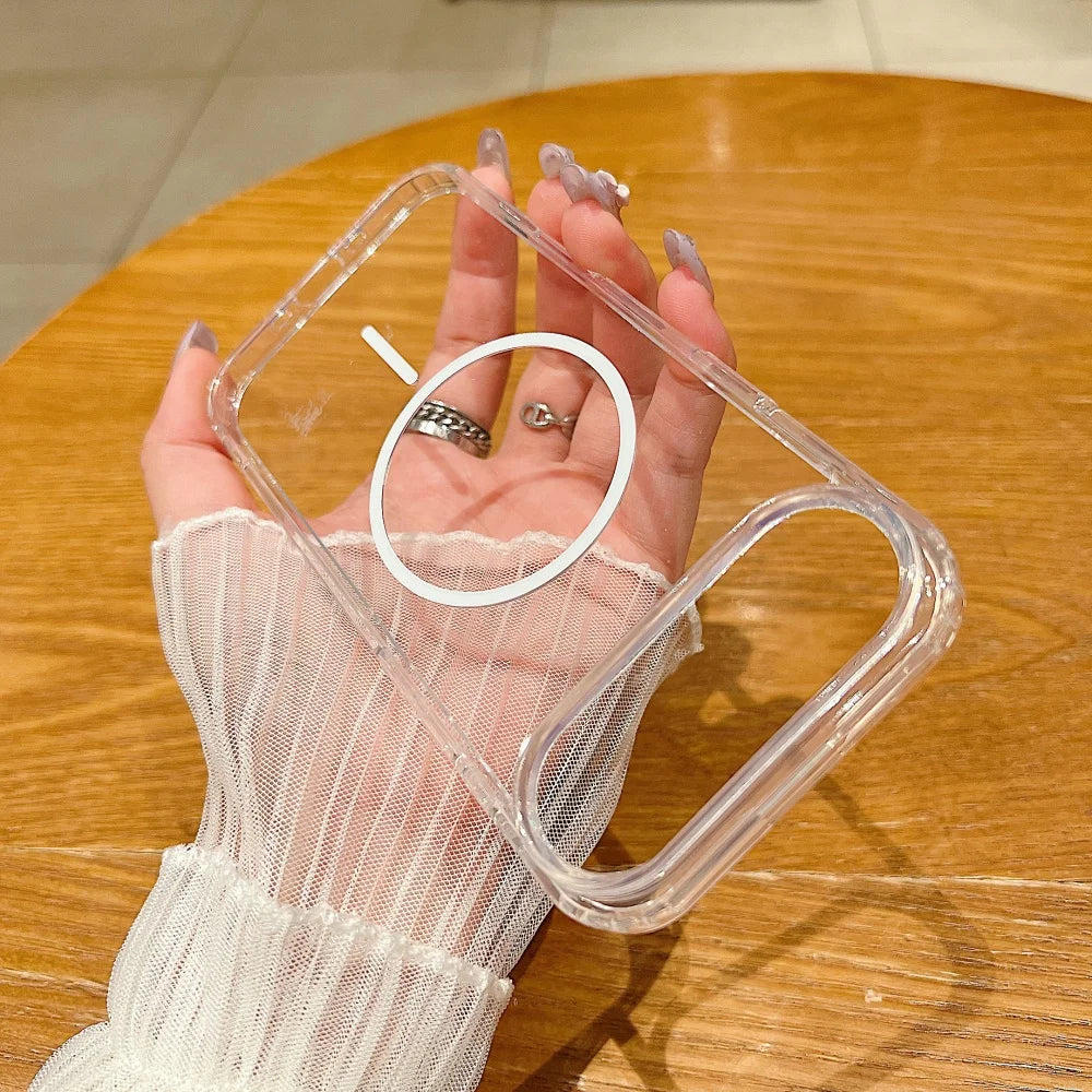 For magsafe Wireless Charge Acrylic Phone Case For iPhone