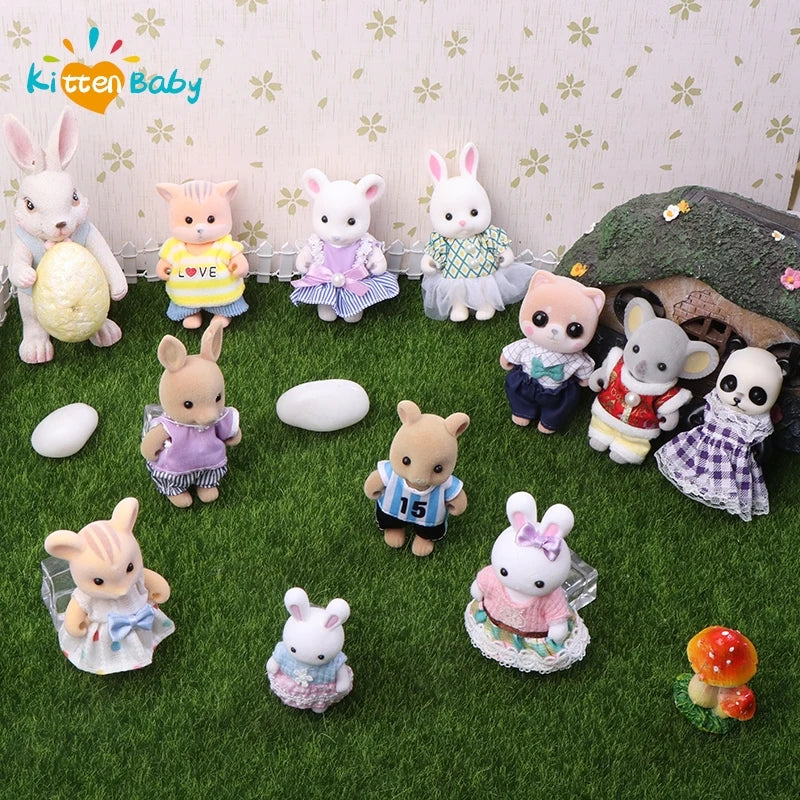 Miniature Dollhouse Rabbit Family Critters – DIY Playset for Kids
