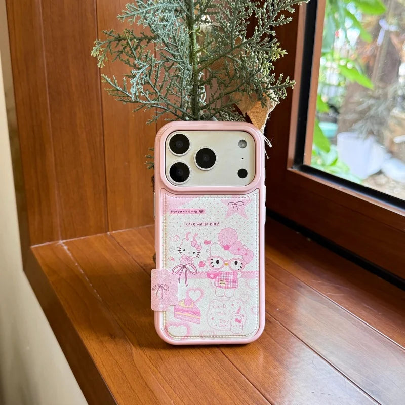 Kawaii Cute Chef Hello Kitty Cat Polka Dots Phone Case For iPhone