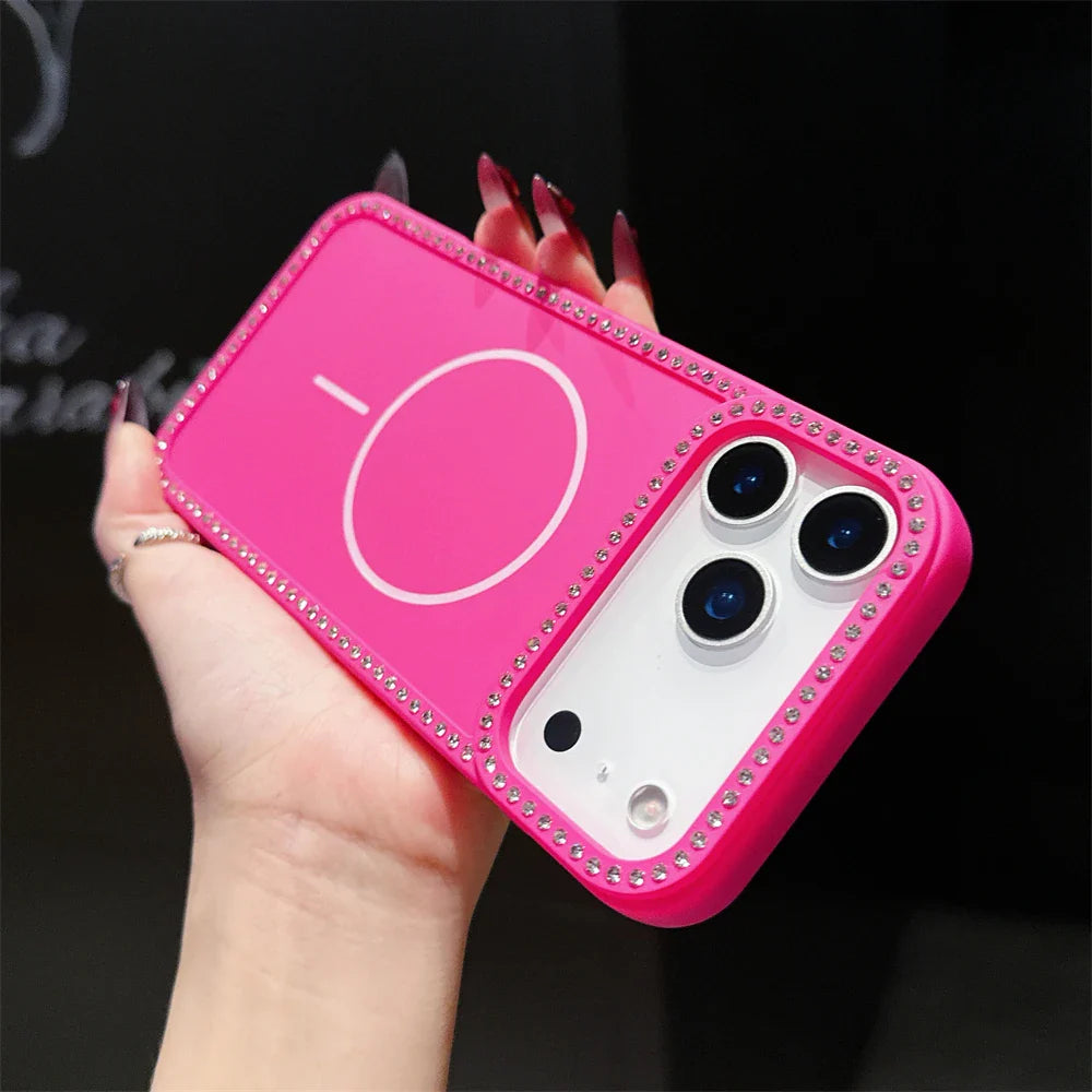 Luxury Diamond For Magsafe Wireless Charge Transparent Case For iPhone
