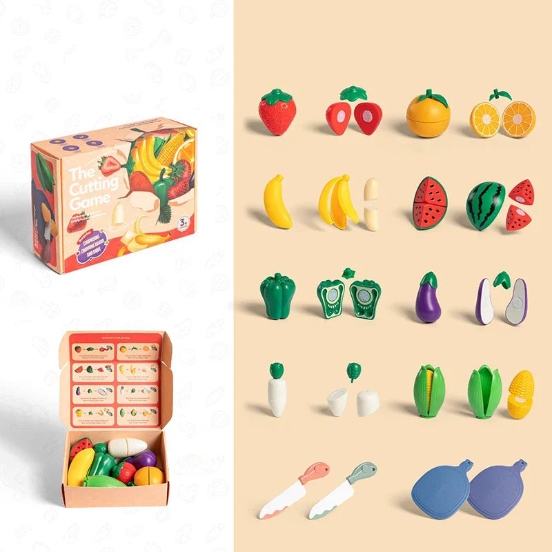 Kids Pretend Play Kitchen Set – Simulation Fruits and Vegetables Toys