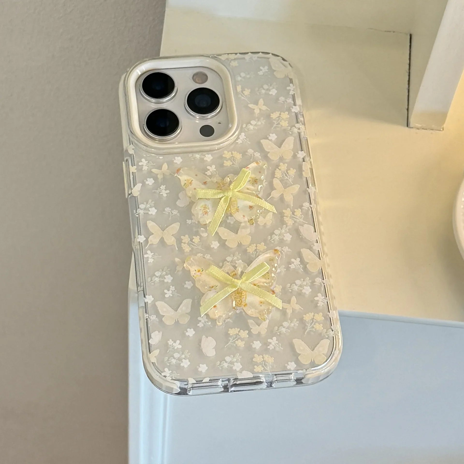 Korean Full Screen Flowers 3D Butterfly Bowknot Soft Phone Case For iPhone