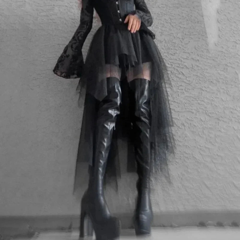 Cosplay Gothic Layered Look Skirt